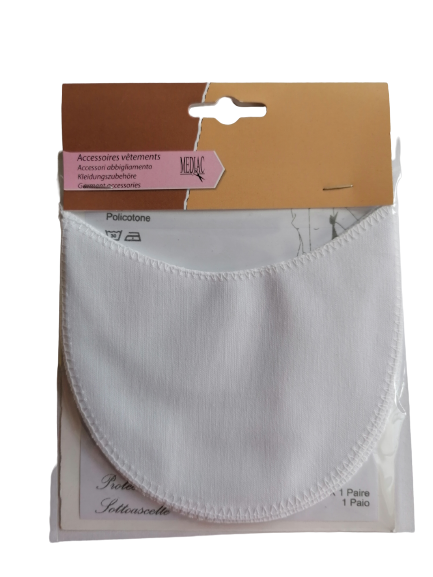 Witte wasbare kledingbeschermers - oksels  2 stuks